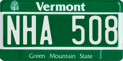 VT license plate NHA508