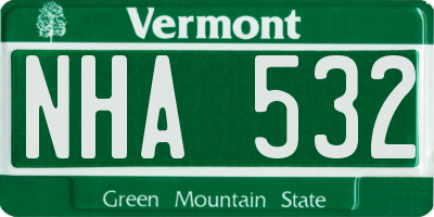 VT license plate NHA532
