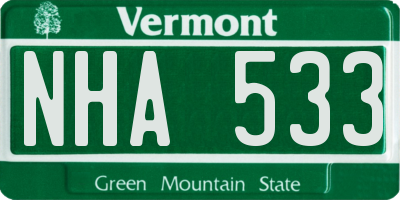 VT license plate NHA533