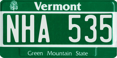 VT license plate NHA535