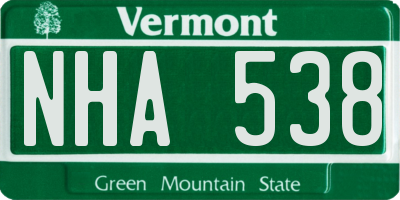VT license plate NHA538