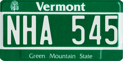 VT license plate NHA545