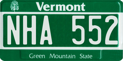 VT license plate NHA552