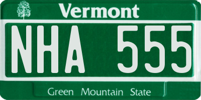 VT license plate NHA555