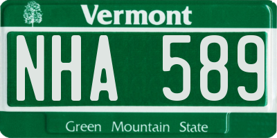 VT license plate NHA589