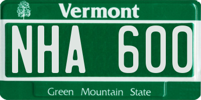 VT license plate NHA600
