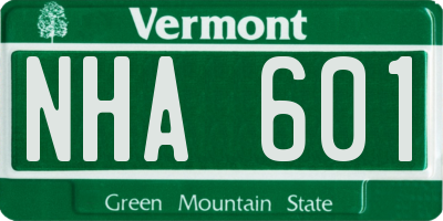 VT license plate NHA601