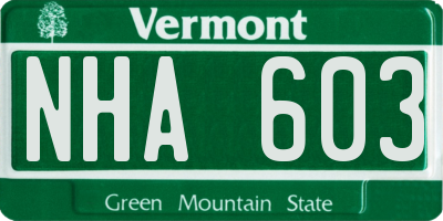 VT license plate NHA603