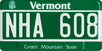 VT license plate NHA608