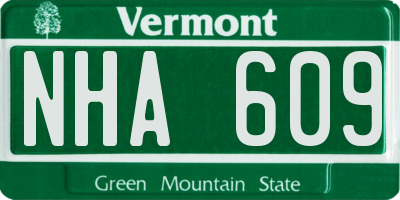 VT license plate NHA609