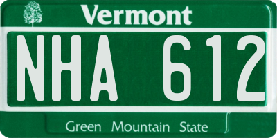 VT license plate NHA612