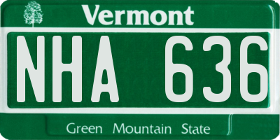 VT license plate NHA636