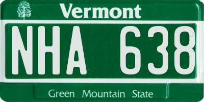 VT license plate NHA638