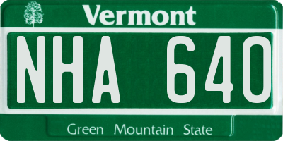 VT license plate NHA640