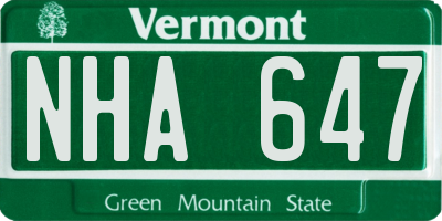 VT license plate NHA647