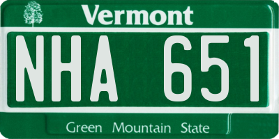 VT license plate NHA651