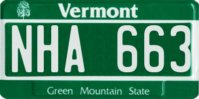 VT license plate NHA663