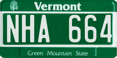 VT license plate NHA664