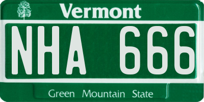VT license plate NHA666