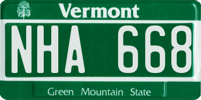 VT license plate NHA668