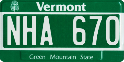 VT license plate NHA670