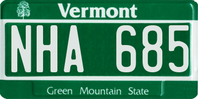 VT license plate NHA685