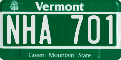 VT license plate NHA701