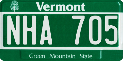 VT license plate NHA705