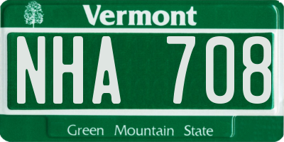 VT license plate NHA708