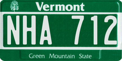 VT license plate NHA712