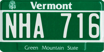 VT license plate NHA716