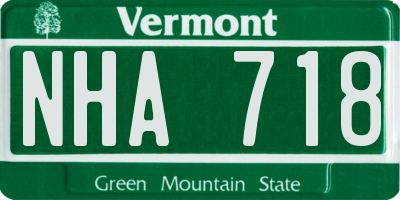 VT license plate NHA718