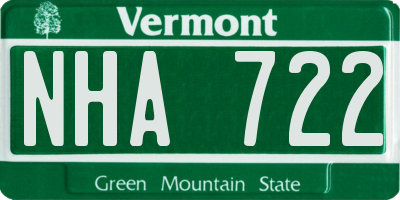VT license plate NHA722