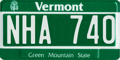 VT license plate NHA740
