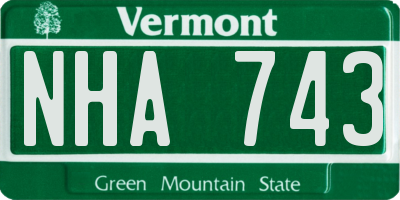 VT license plate NHA743