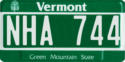 VT license plate NHA744