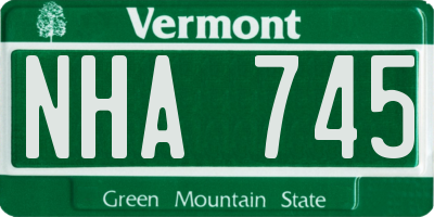VT license plate NHA745