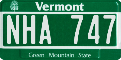 VT license plate NHA747