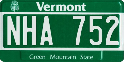 VT license plate NHA752