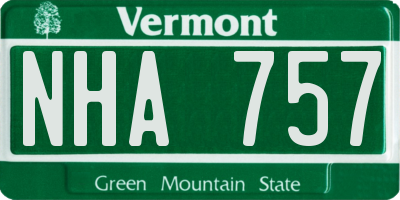 VT license plate NHA757