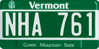 VT license plate NHA761