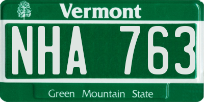 VT license plate NHA763