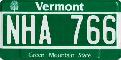 VT license plate NHA766