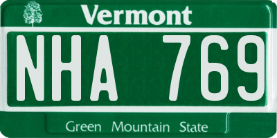VT license plate NHA769