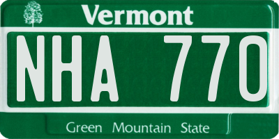 VT license plate NHA770