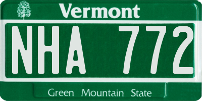 VT license plate NHA772