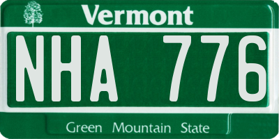 VT license plate NHA776