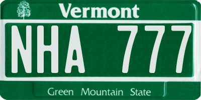 VT license plate NHA777