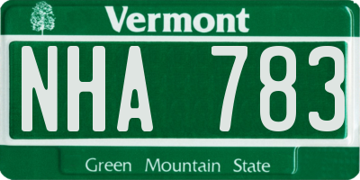 VT license plate NHA783