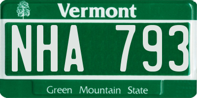VT license plate NHA793